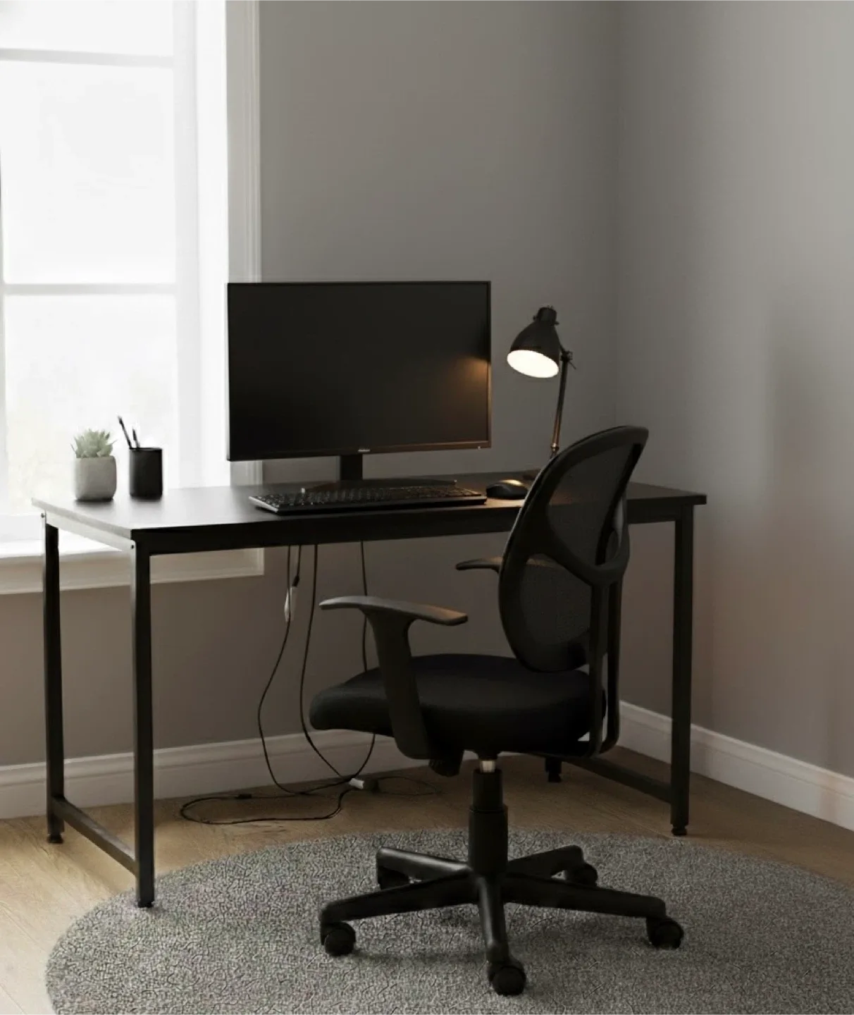 Office Black Desk and Office Chair Set thumbnail