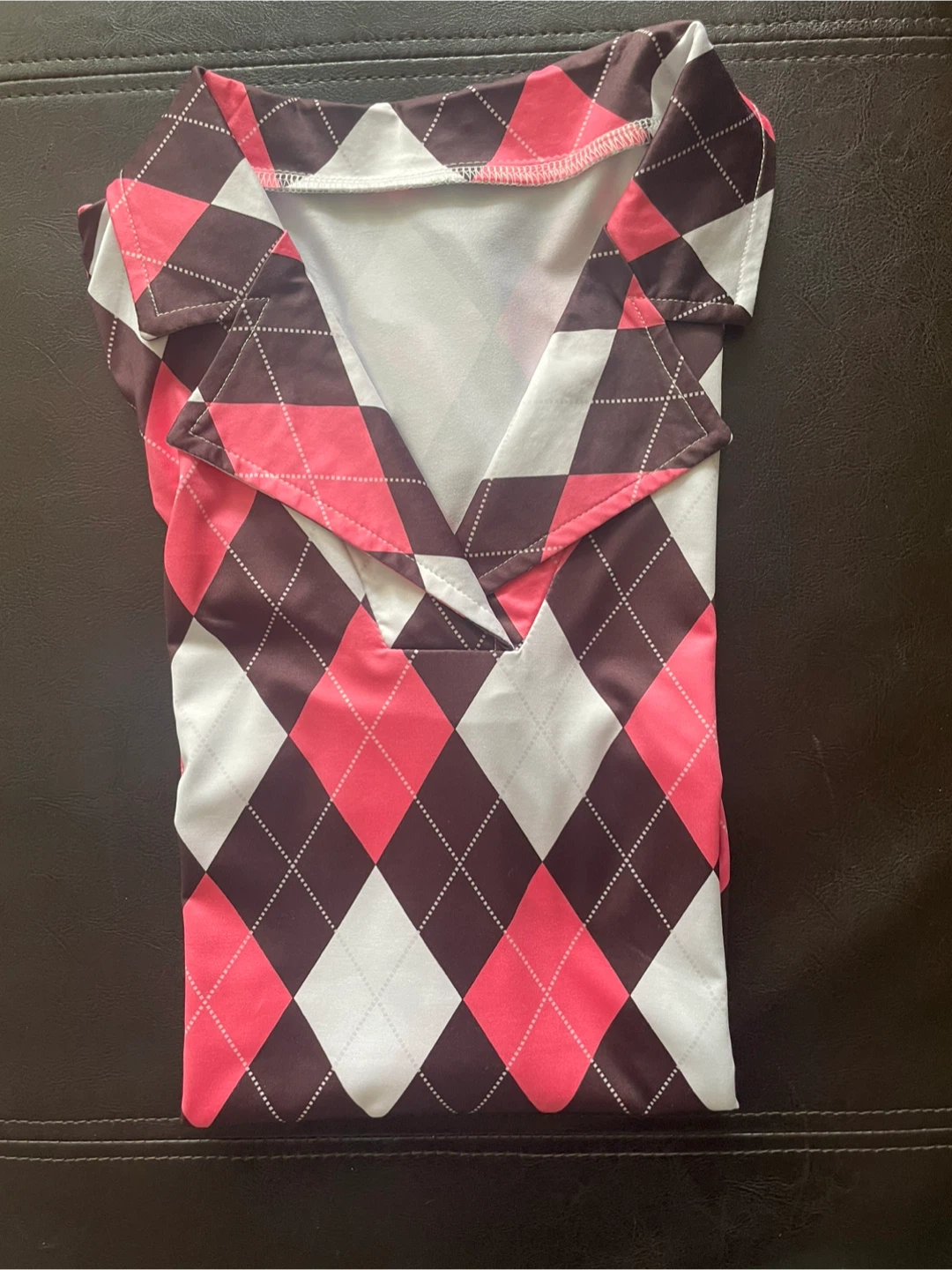 S/M Argyle Pattern Long Sleeve Collared Top