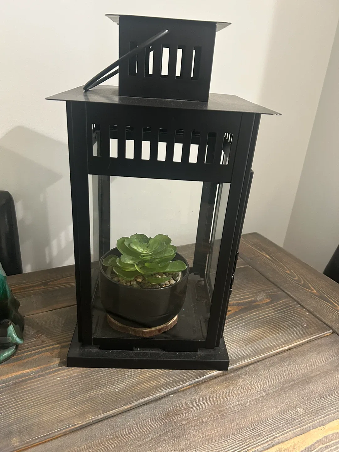 Black Metal Lantern with Succulent image indicator(2)
