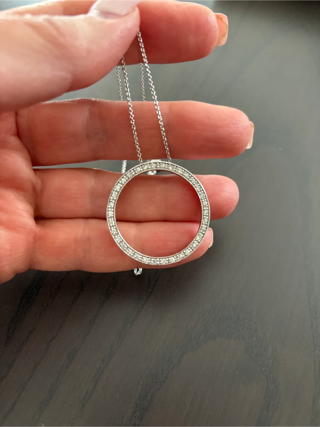 Silver Circle Pendant Necklace image indicator(2)