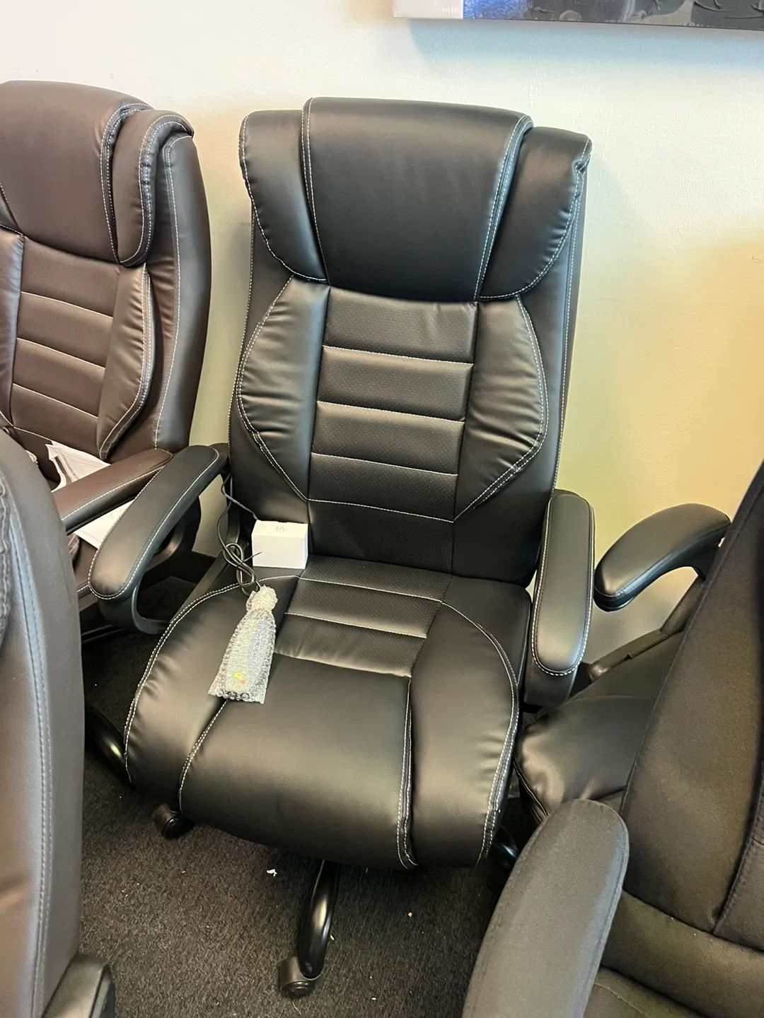 Black Leather Office Chair with massager image indicator(2)