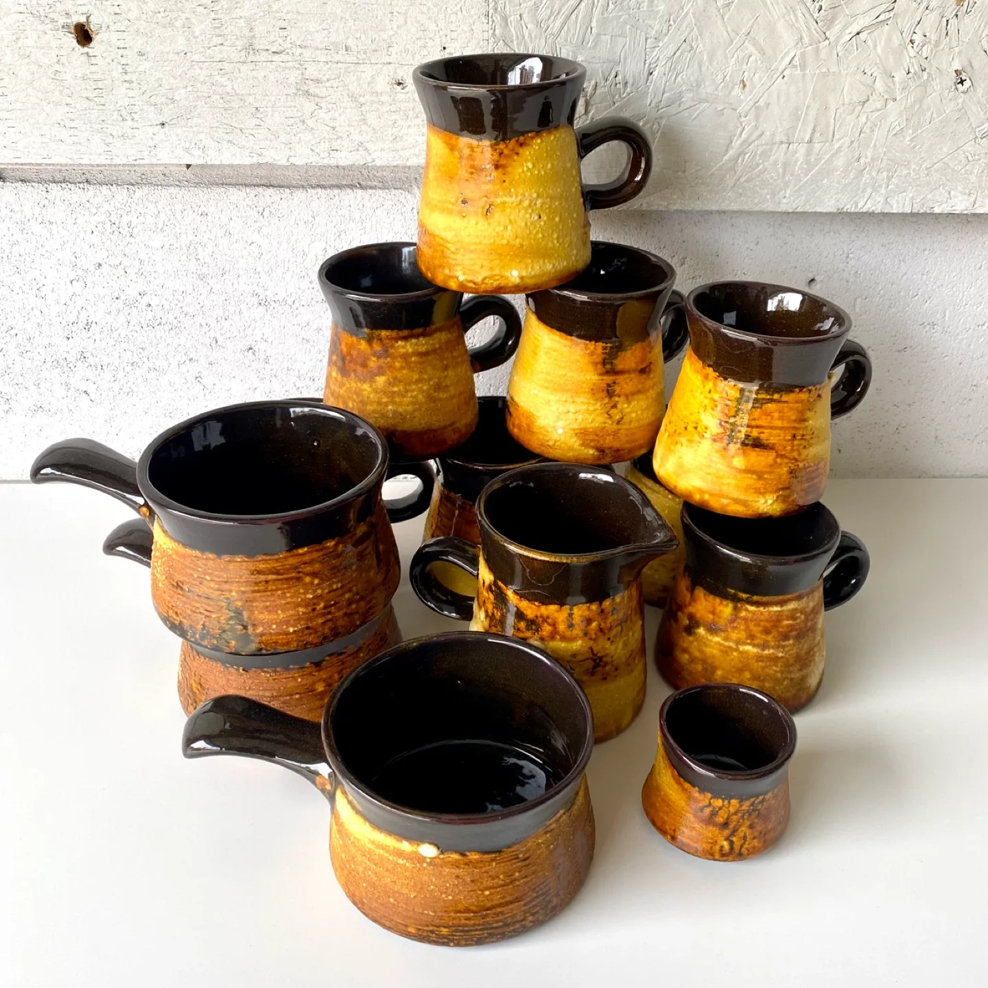 13x Vintage Laurentian Pottery Artisan Fat Lava Mugs & Bowls thumbnail