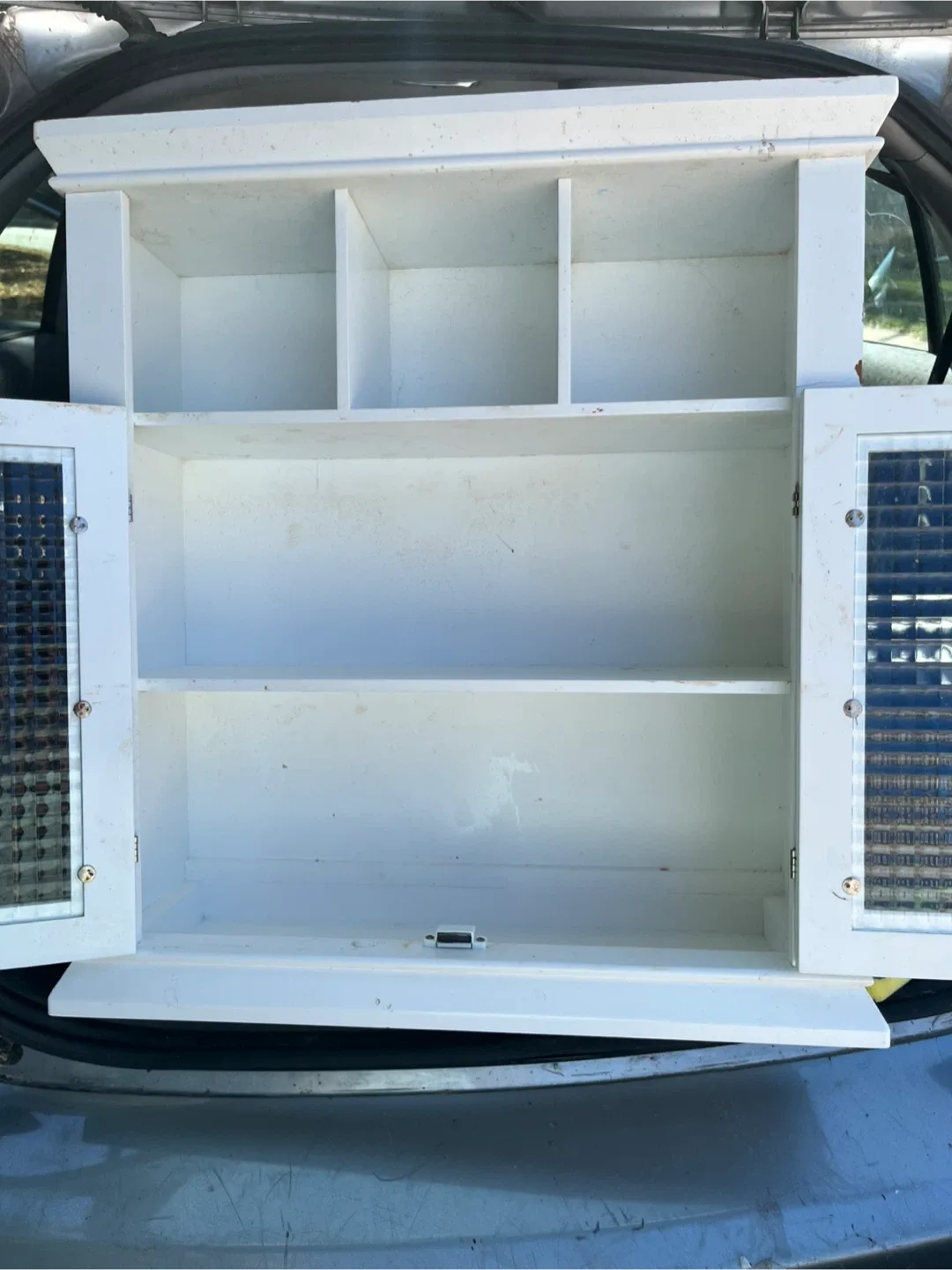 White Bathroom Cabinet with Glass Doors image indicator(3)