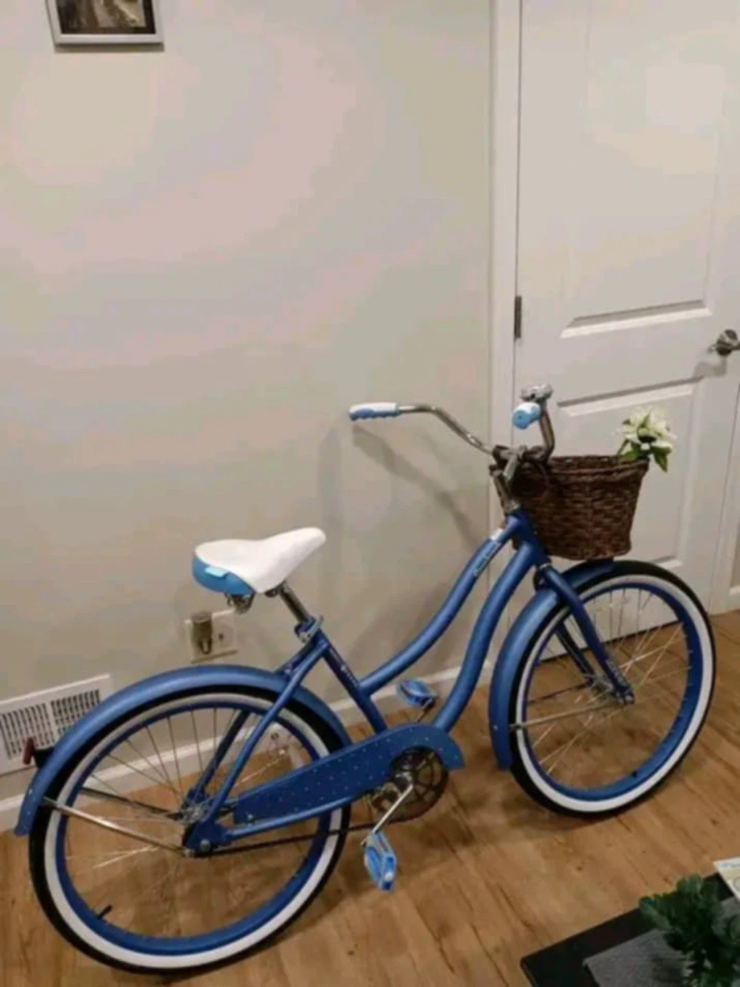 Blue Beach Cruiser Bike with Basket