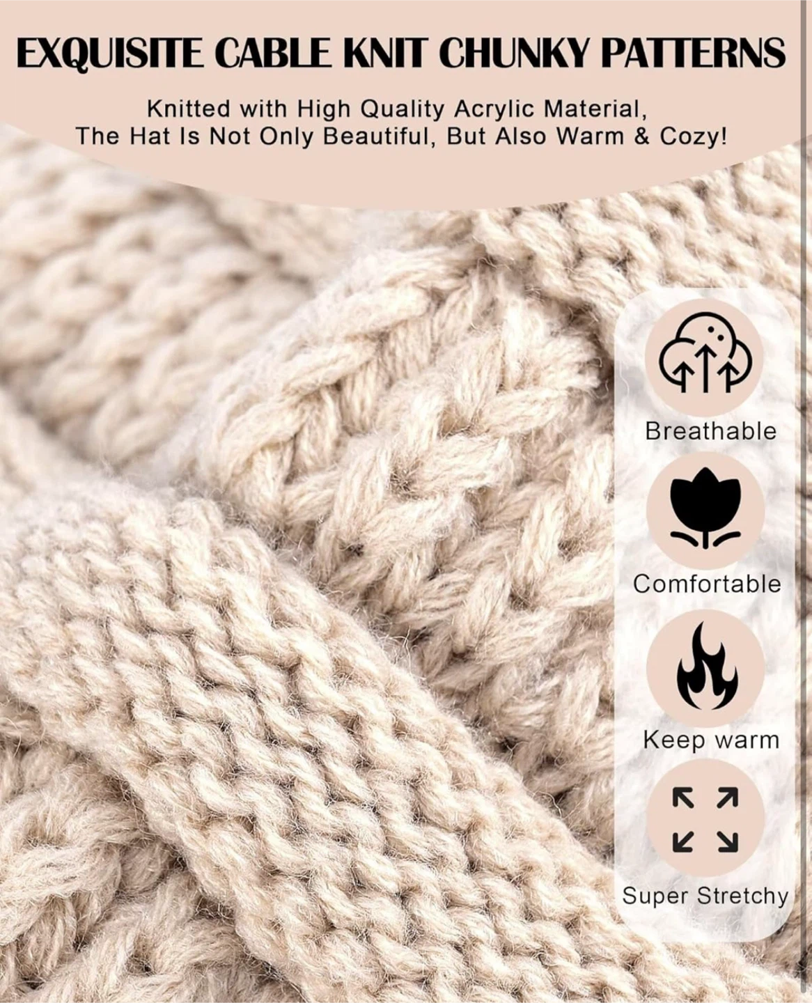 3 Pack Satin Lined Winter Beanie Hats - photo 5