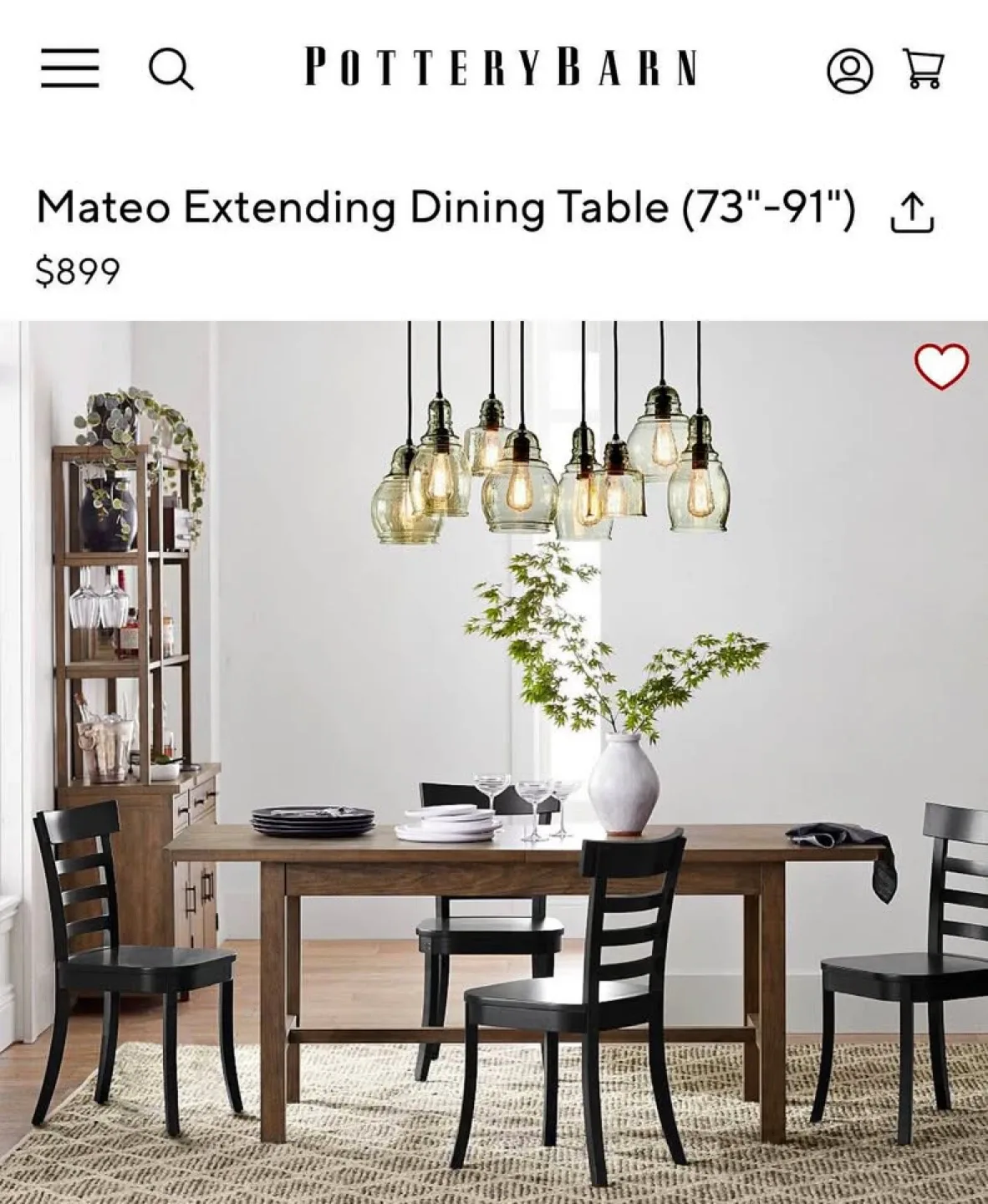 Pottery Barn Mateo Extending Dining Table (73"-91") image indicator(4)