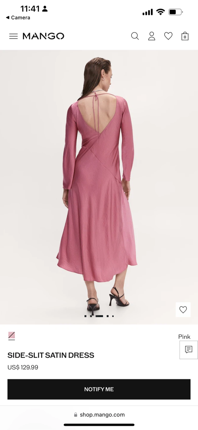 Mango Side-Slit Satin Dress Pink - photo 2