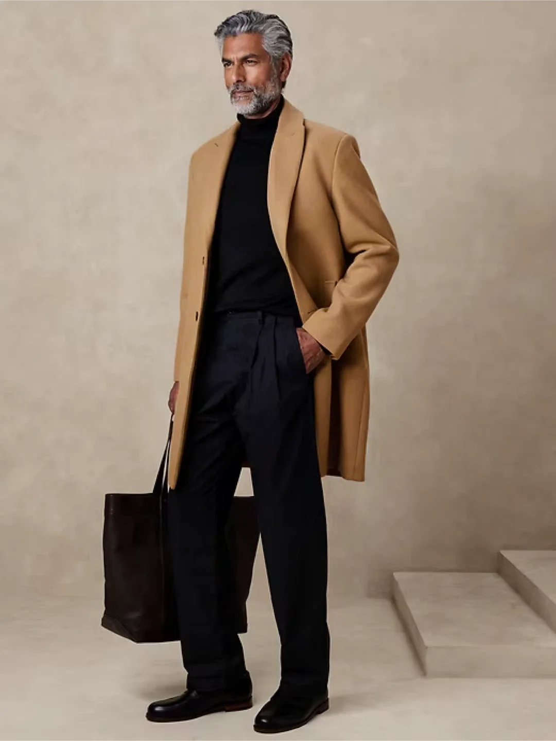 Banana Republic Men’s Wool Blend Camel Coat - Size S image indicator(7)