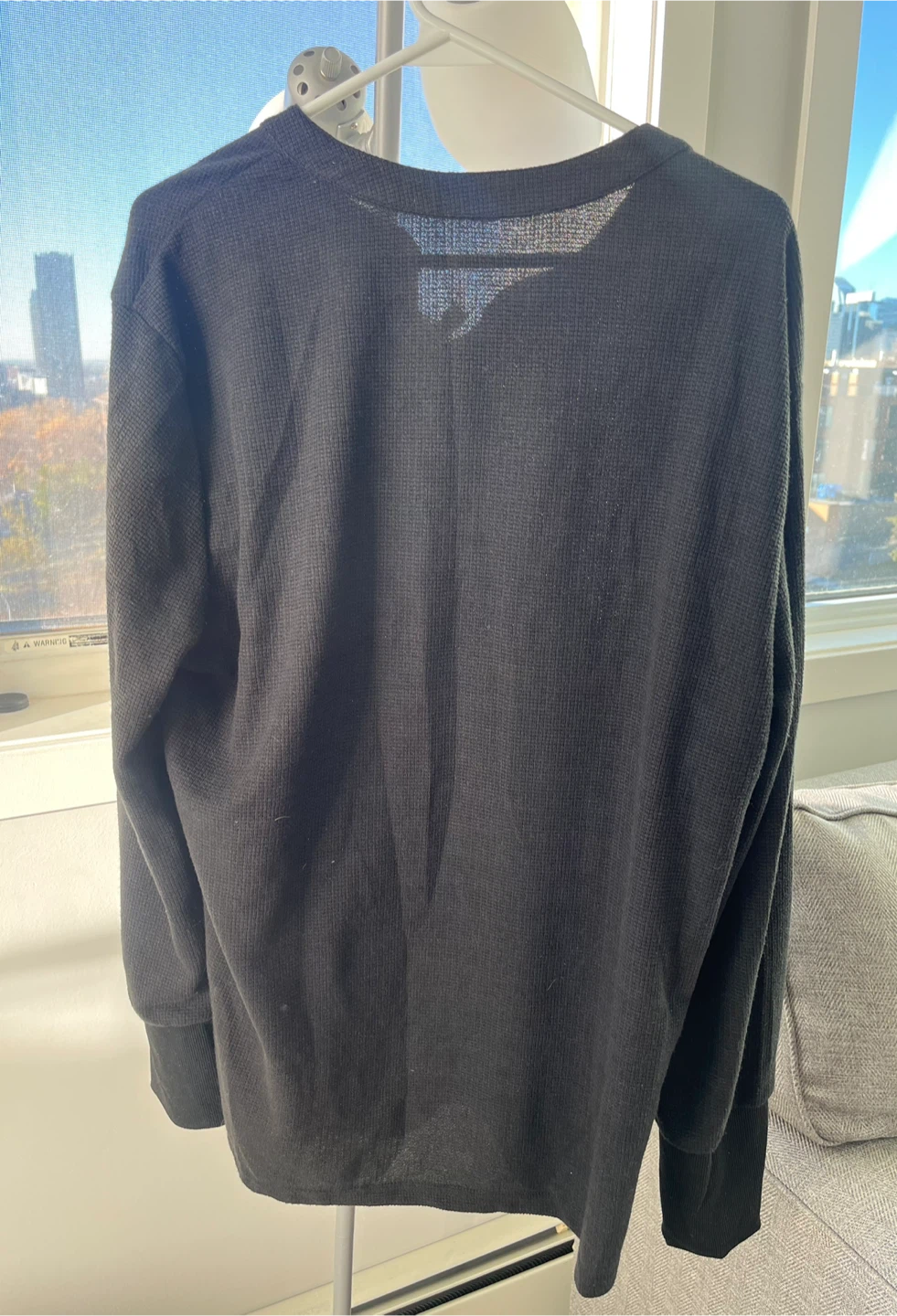 Men’s Black Long Sleeve Henley Shirt - photo 3