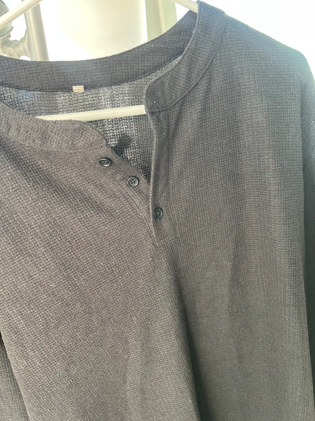 Men’s Black Long Sleeve Henley Shirt - photo 2