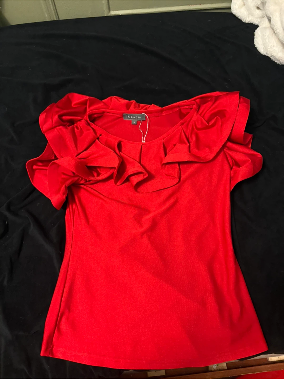 Gracia Red Ruffle Top - Size S