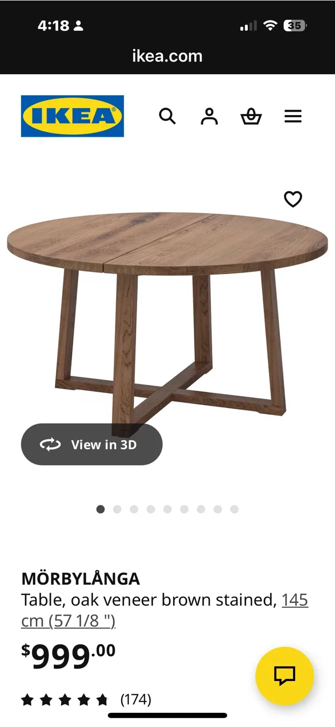 IKEA MÖRBYLÅNGA Table - Oak Veneer Brown Stained image indicator(4)