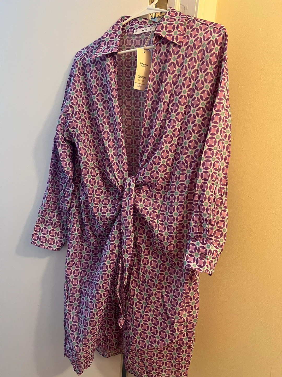 Mango Printed Asymmetric Caftan - Violet - photo 4