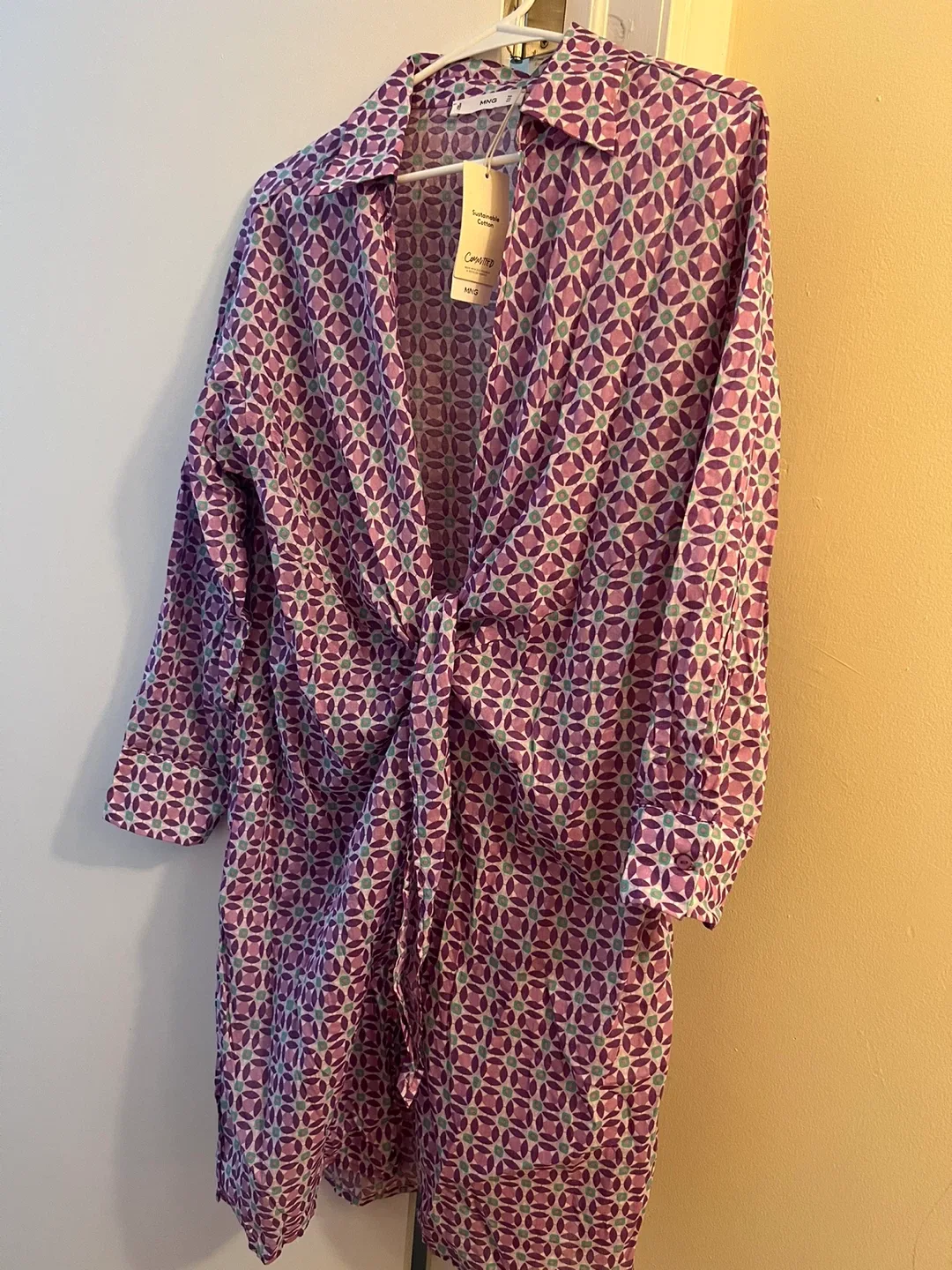 Mango Printed Asymmetric Caftan - Violet image indicator(4)