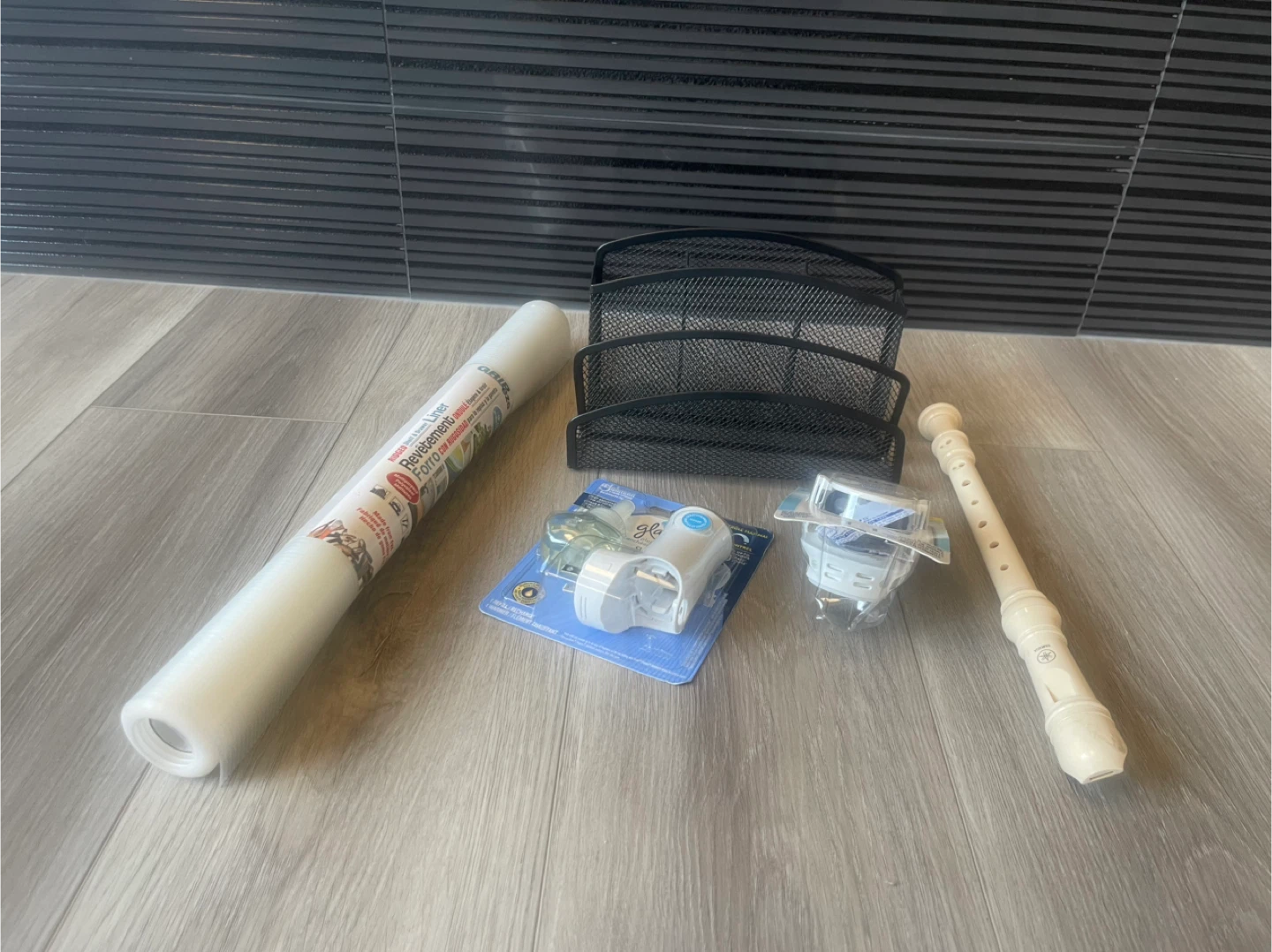 Shelf Liner, Desk Organizer, Glade Plugins, Yamaha Recorder