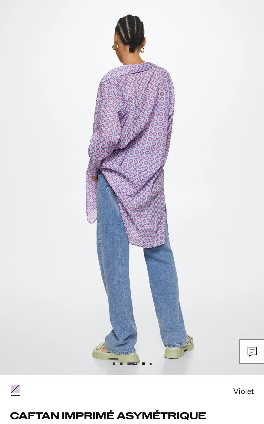 Mango Printed Asymmetric Caftan - Violet - photo 3