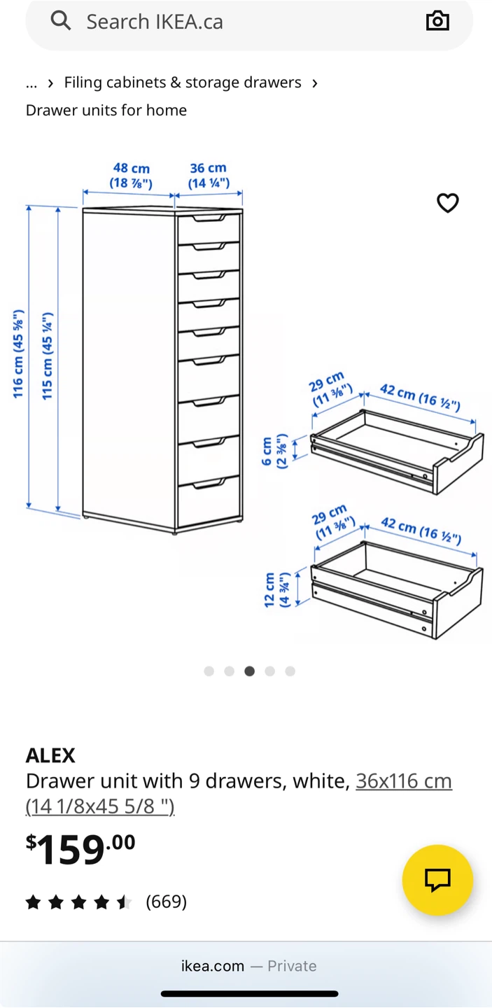 IKEA Alex Drawer Unit with 9 Drawers - White - photo 3