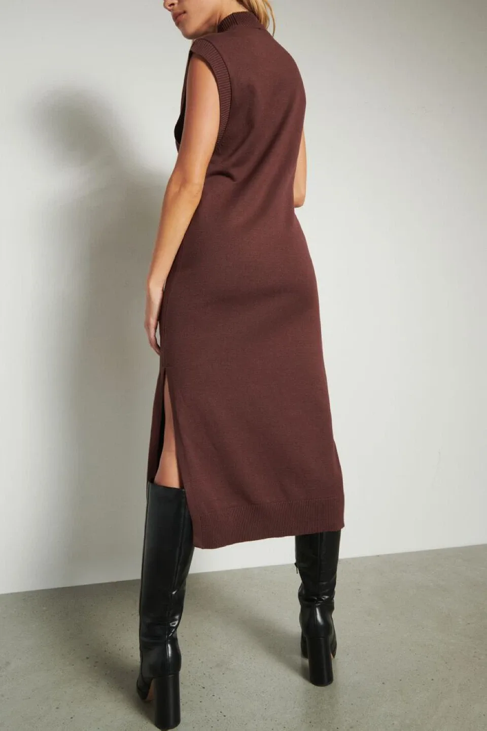 New Dynamite Brown Sleeveless Knit Dress- Size S image indicator(3)