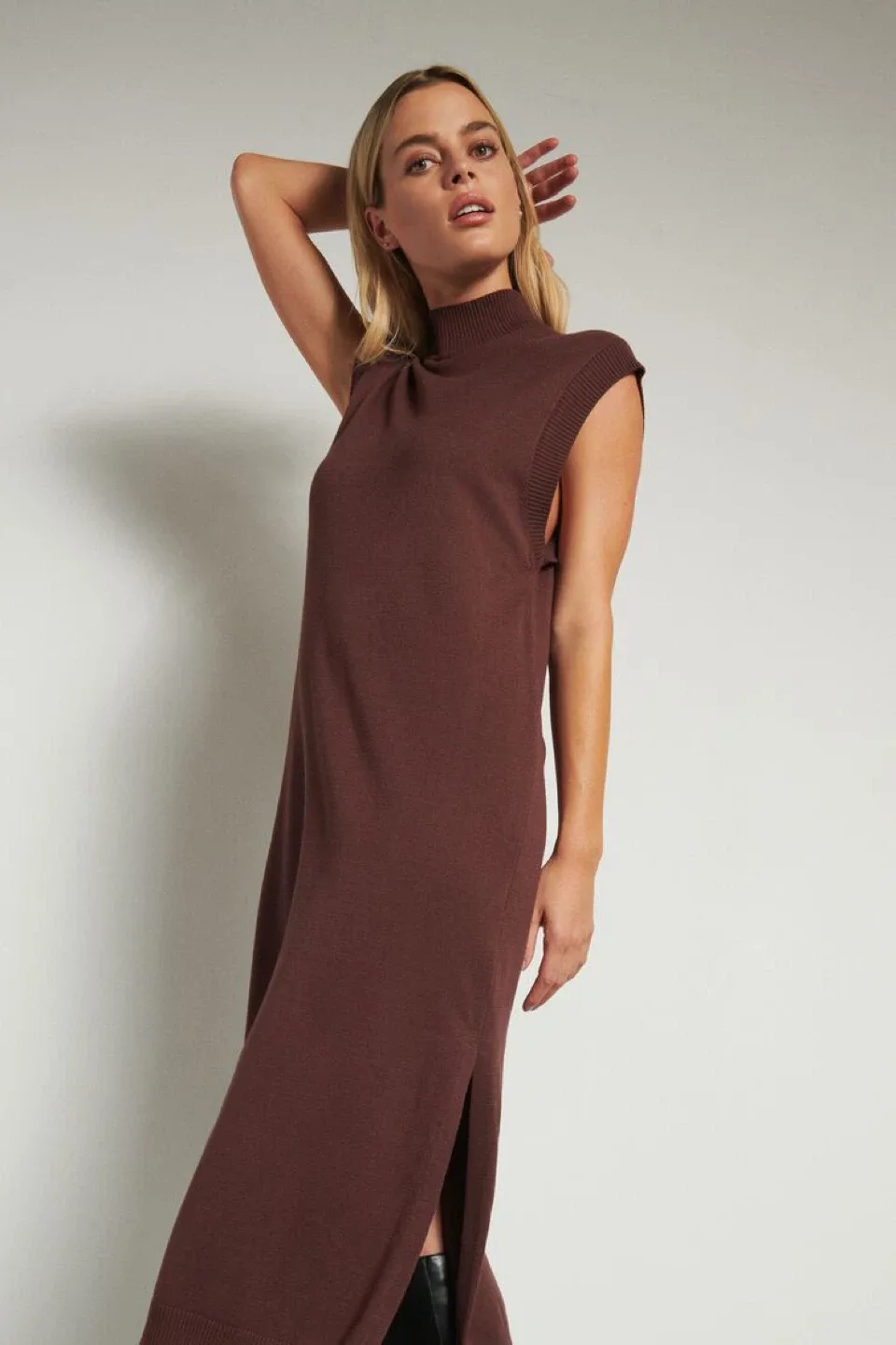 New Dynamite Brown Sleeveless Knit Dress- Size S thumbnail