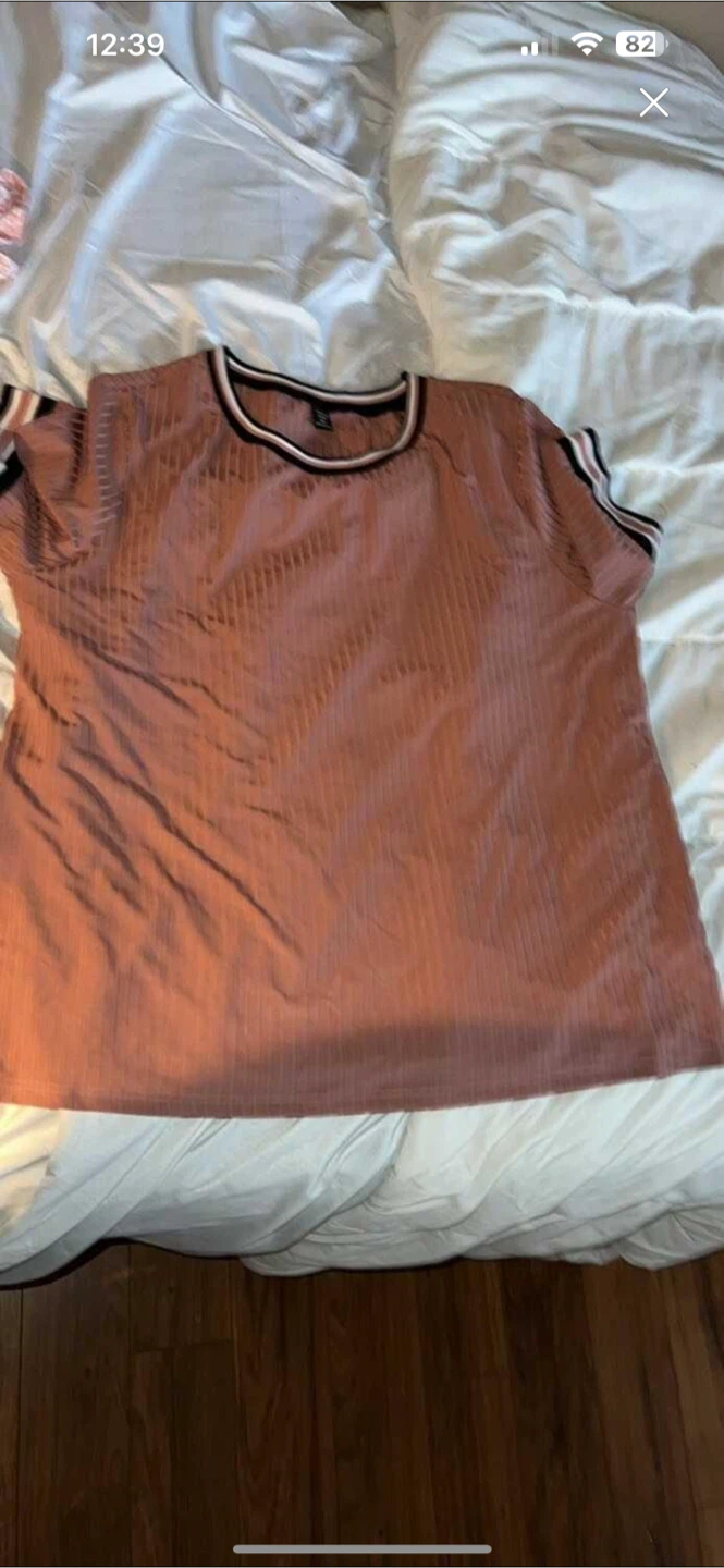 Shein Brown Ribbed T-Shirt