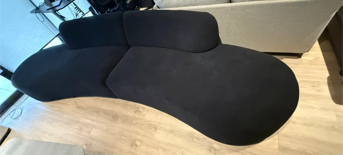 Brand New Black Curved Velvet Sectional Sofa - 132.3" Wide