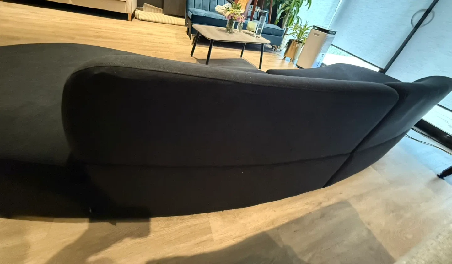 Brand New Black Curved Velvet Sectional Sofa - 132.3" Wide image indicator(2)