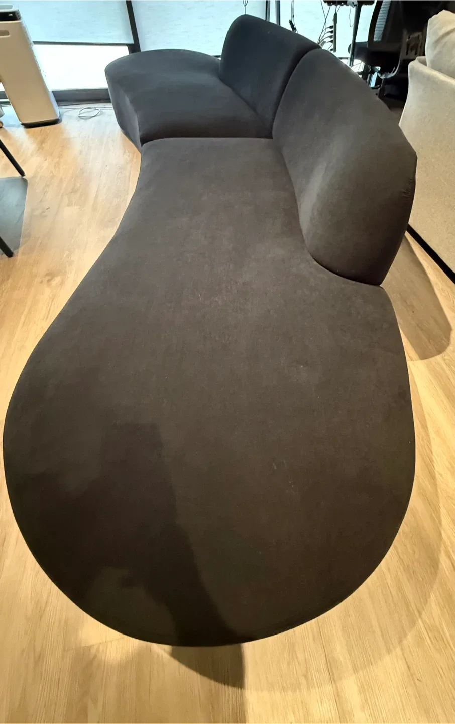 Brand New Black Curved Velvet Sectional Sofa - 132.3" Wide image indicator(3)