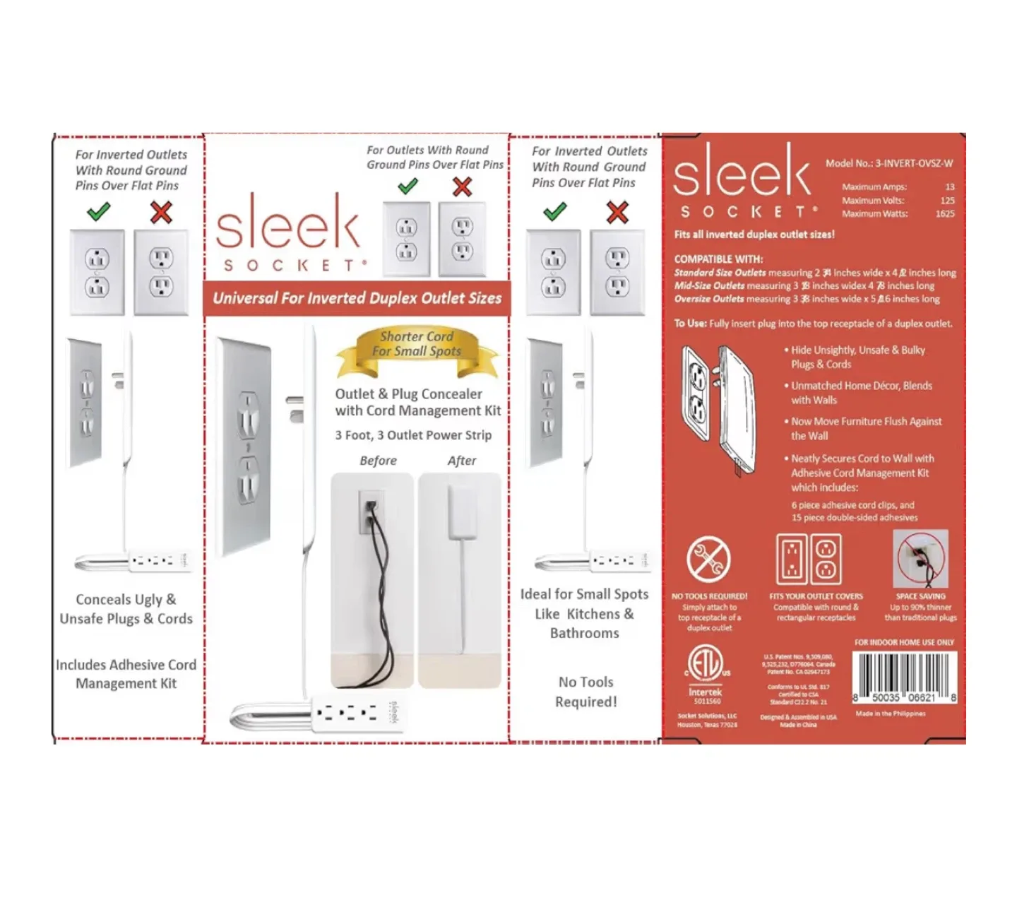 Sleek Socket Universal Outlet Concealer & Cord Management Kit image indicator(4)