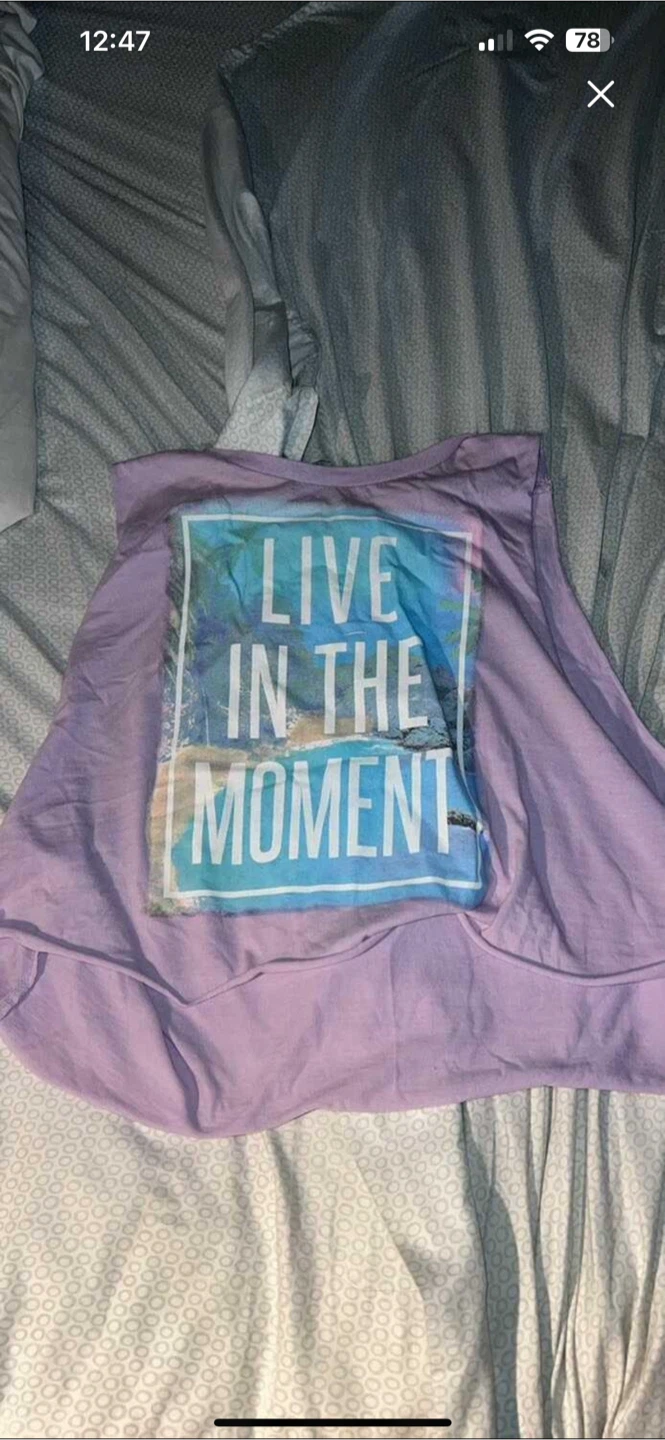 Purple 'Live In The Moment' cropped Tank Top