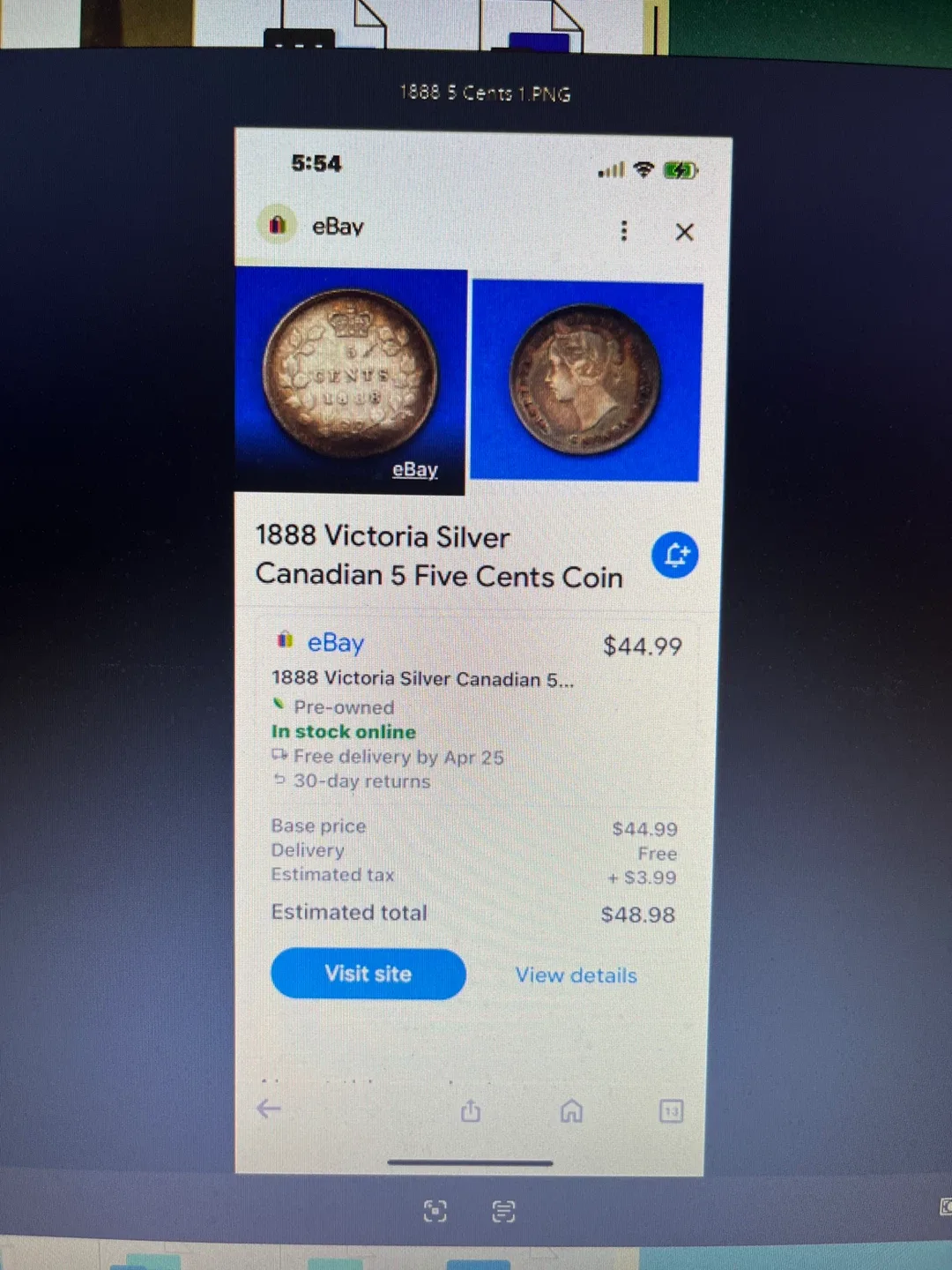 Rare 1888 Victoria Silver Canadian 5 Cent Coin image indicator(4)