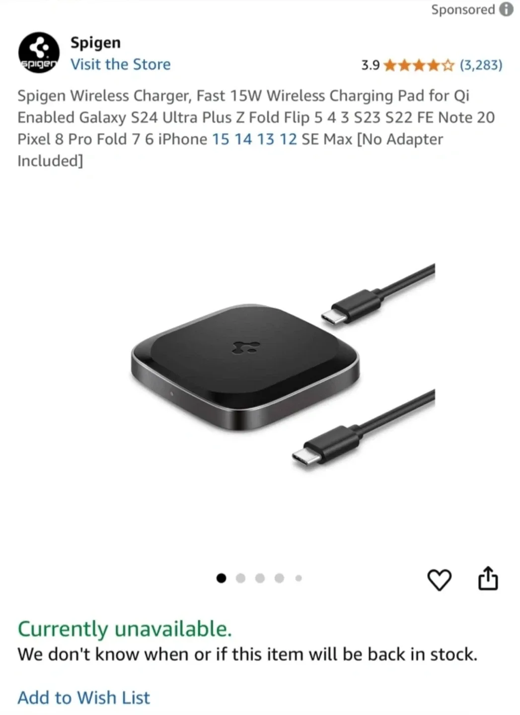 Spigen PowerArc ArcField 15W Wireless Charger thumbnail