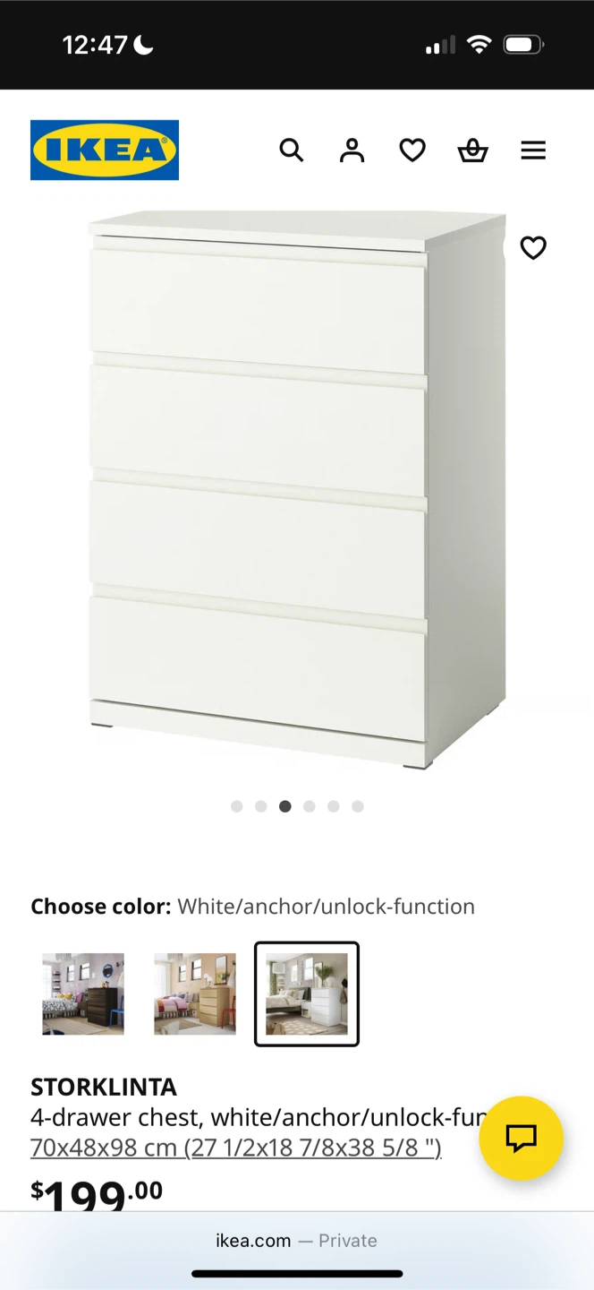 IKEA STORLINTA 4-Drawer Chest - White - photo 4