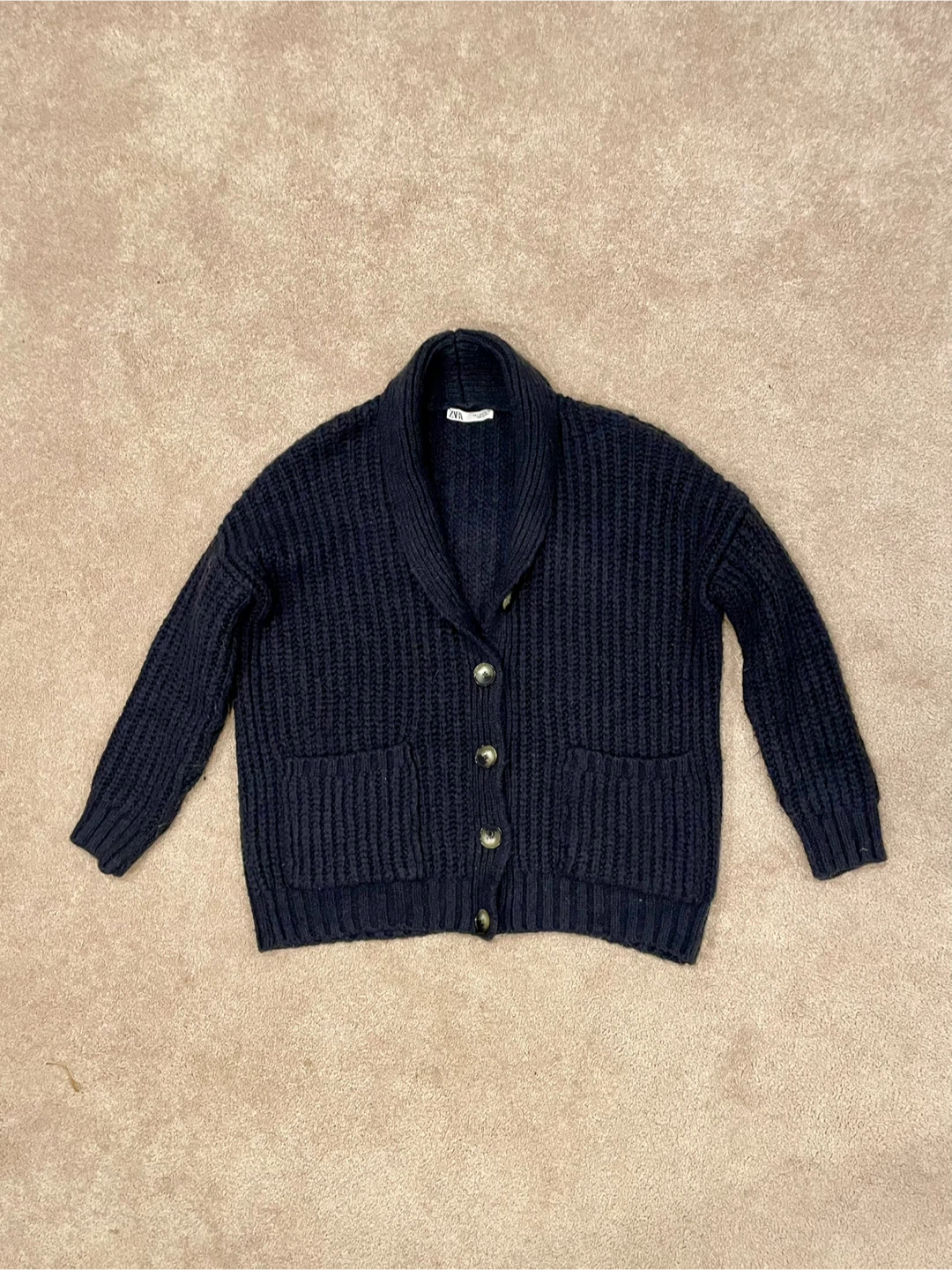 Zara Navy Oversized Knit Cardigan - Size S