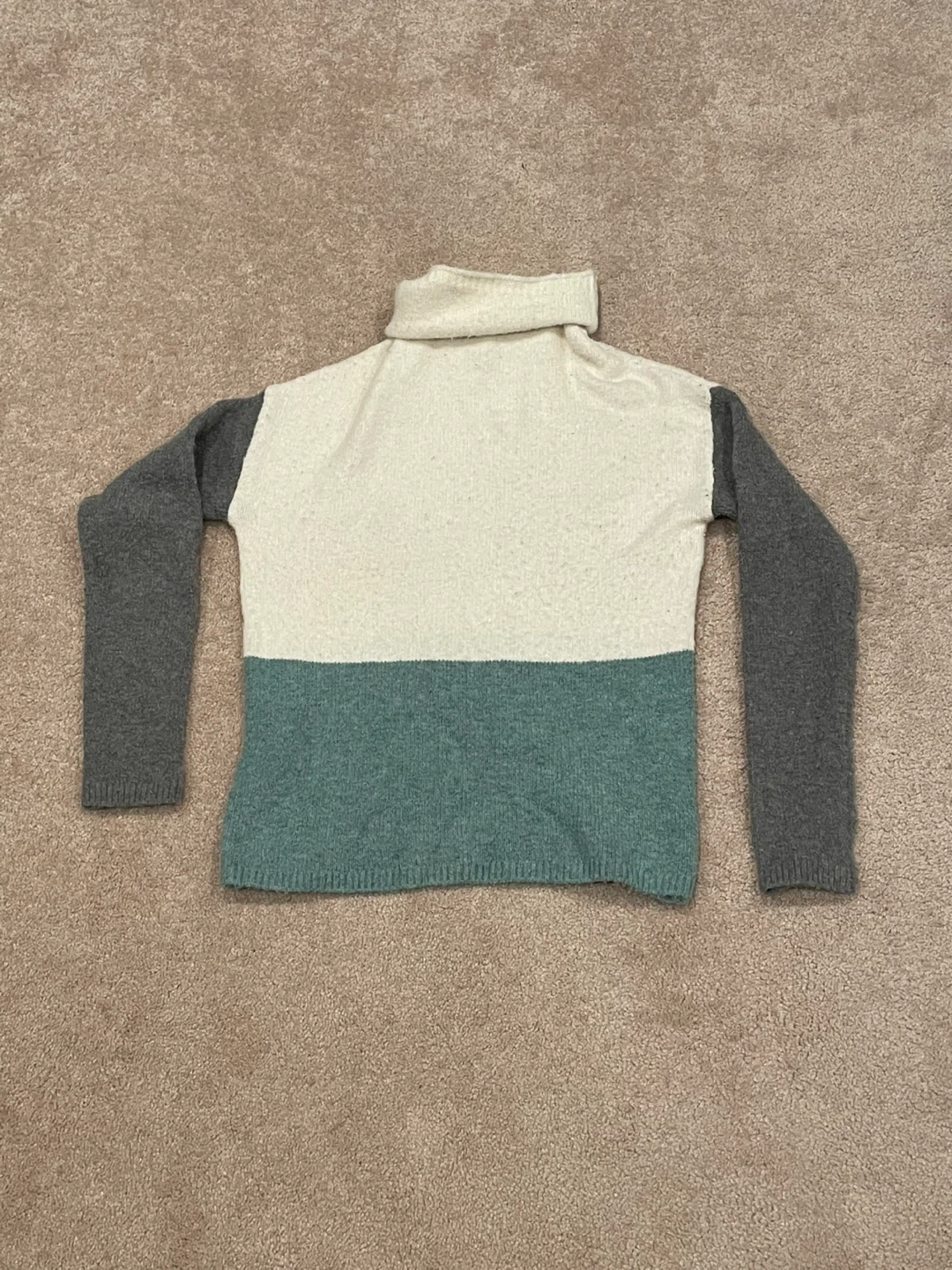 Colour Block Merino Wool Turtleneck Sweater - Size S