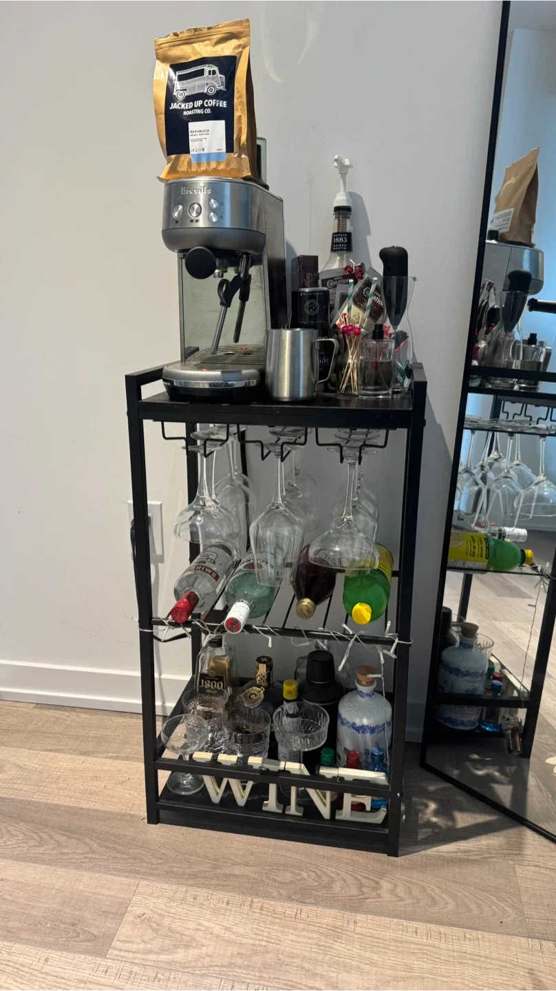 Bar Cart with Wine Glass Holder
