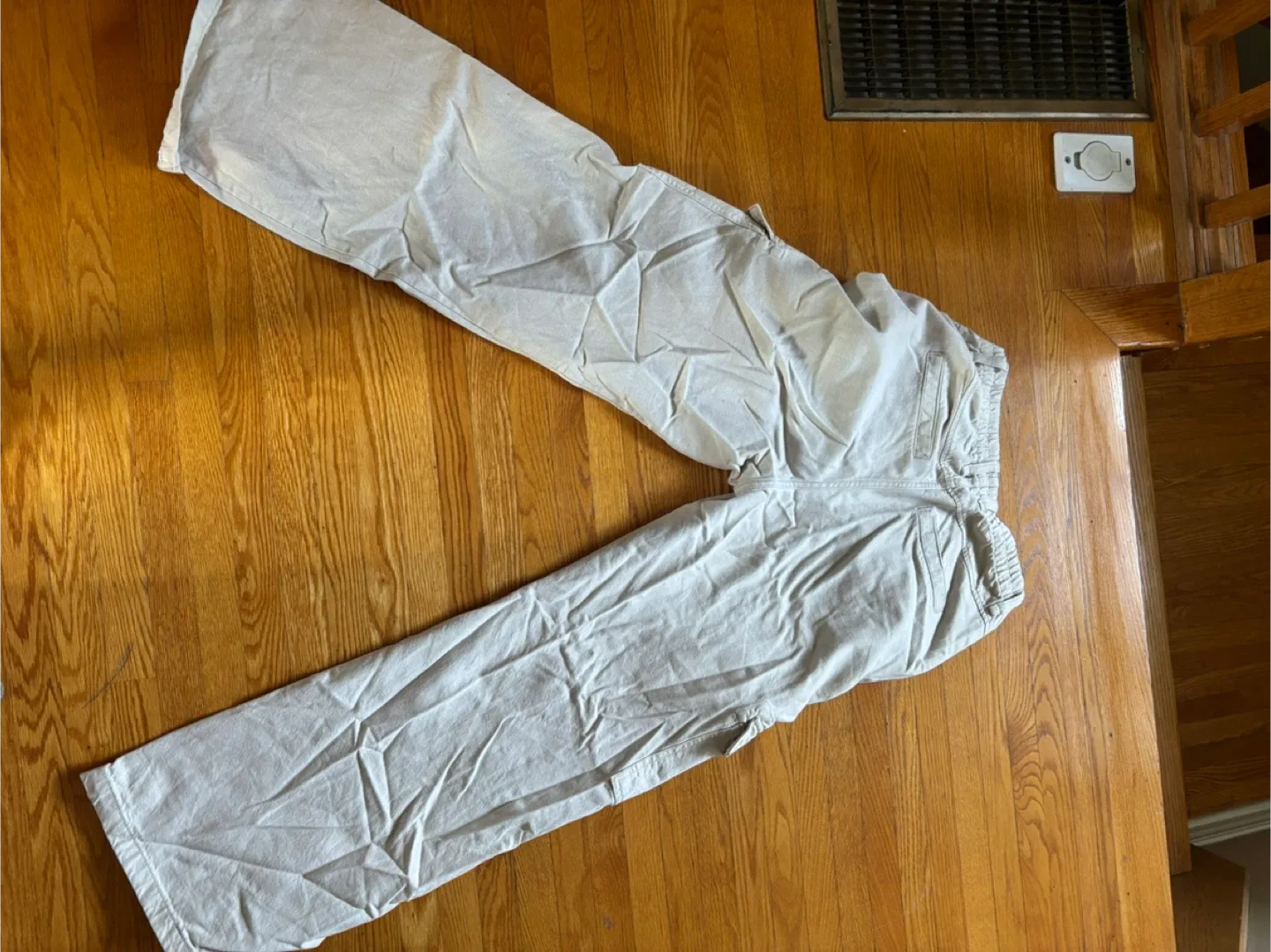 Bershka Beige Cargo Straight Pants - Size L image indicator(4)