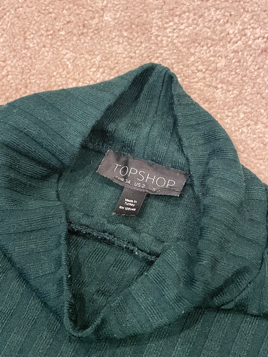 Topshop Green Ribbed Turtleneck - Size2/XS - photo 3