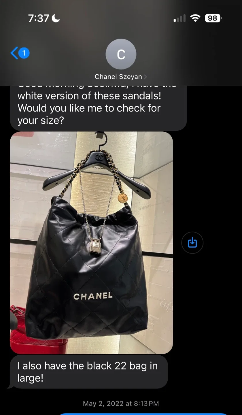 Chanel 22 Black Leather Bag & Top Size 36 thumbnail