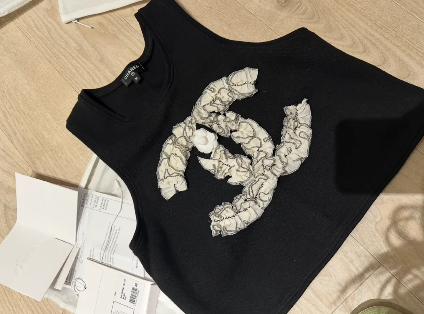 Chanel 22 Black Leather Bag & Top Size 36 image indicator(4)