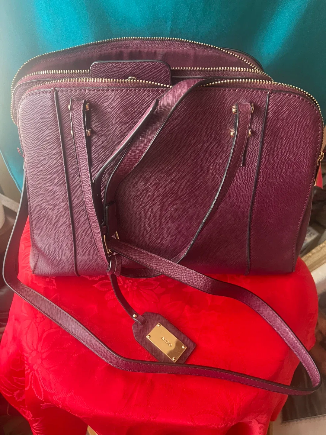 Aldo Burgundy Satchel Handbag
