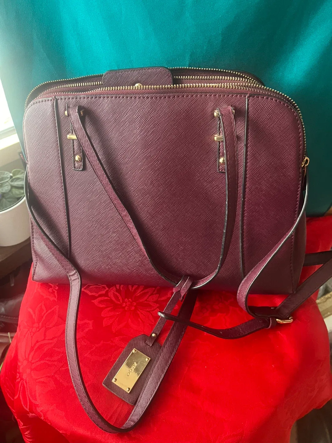 Aldo Burgundy Satchel Handbag image indicator(5)