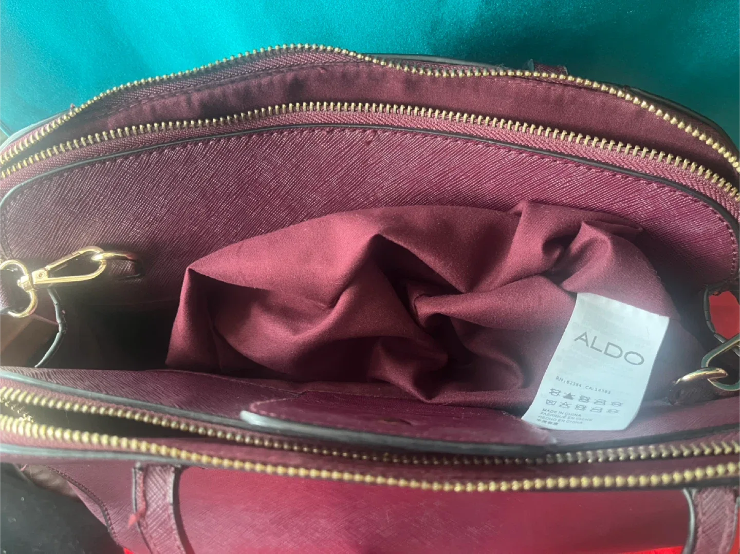 Aldo Burgundy Satchel Handbag image indicator(3)