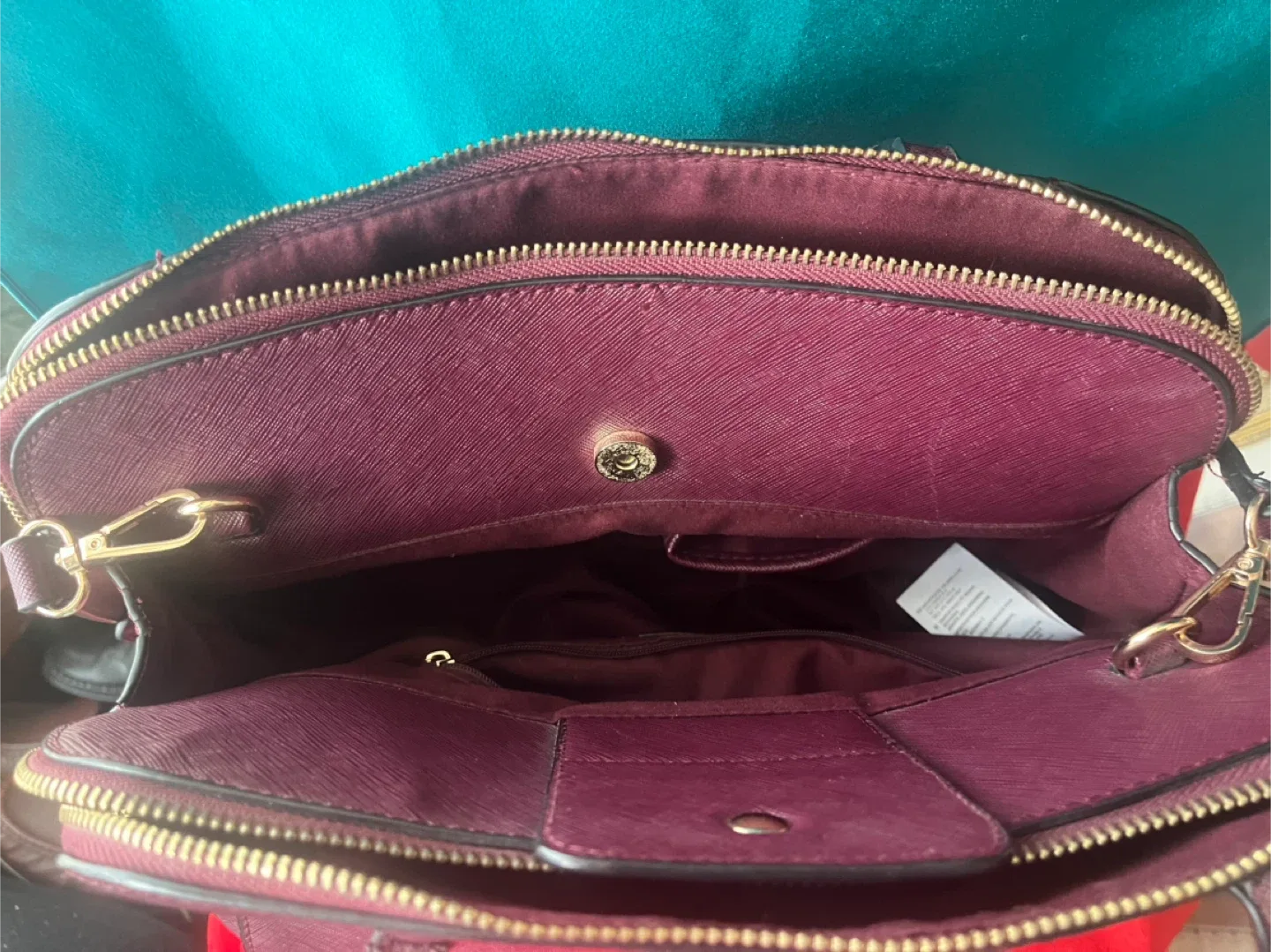 Aldo Burgundy Satchel Handbag image indicator(4)