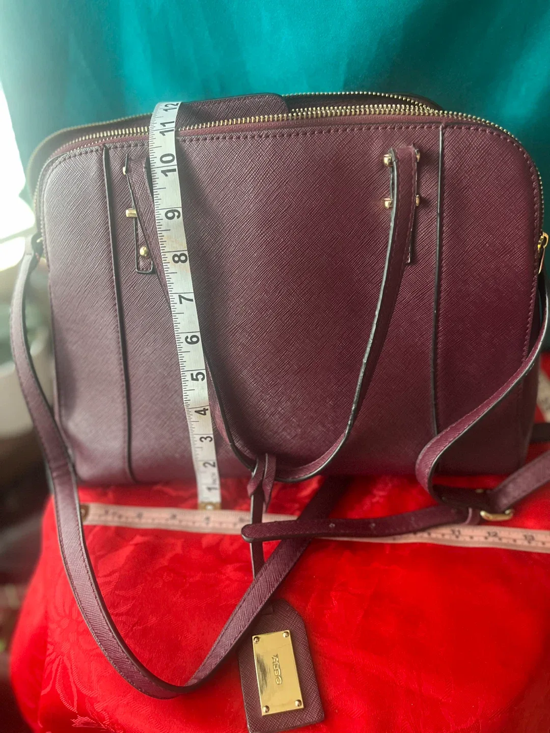 Aldo Burgundy Satchel Handbag image indicator(7)