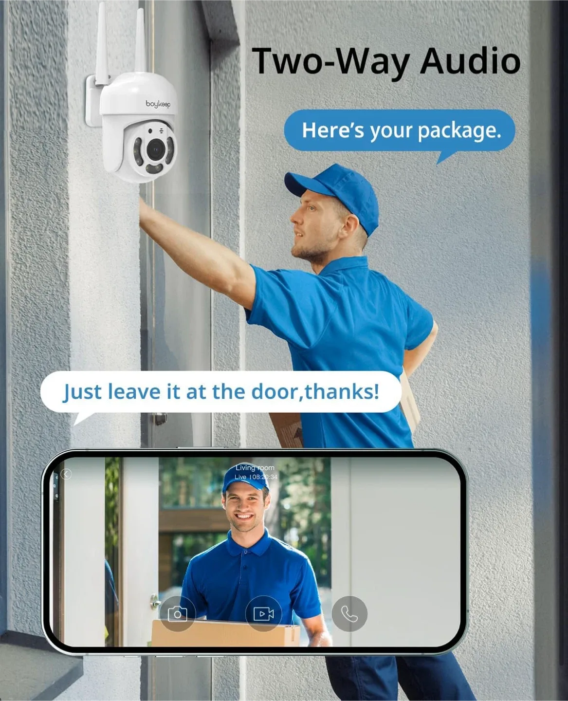 Boykeep Outdoor Security Camera - 360° View image indicator(4)