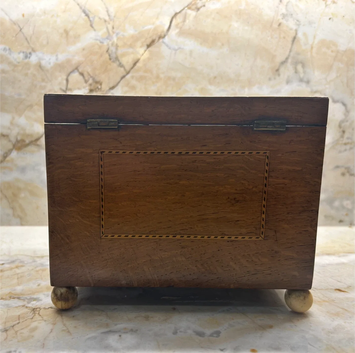 Late 18th c. English Adam Style Yew wood Tea Caddy image indicator(6)
