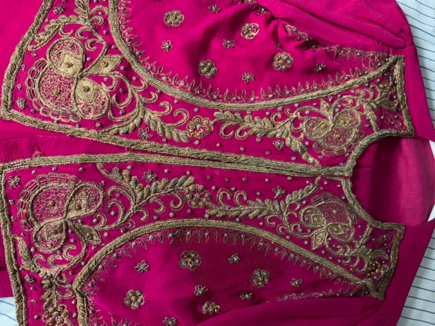 Pink Embroidered Ready made Sari thumbnail
