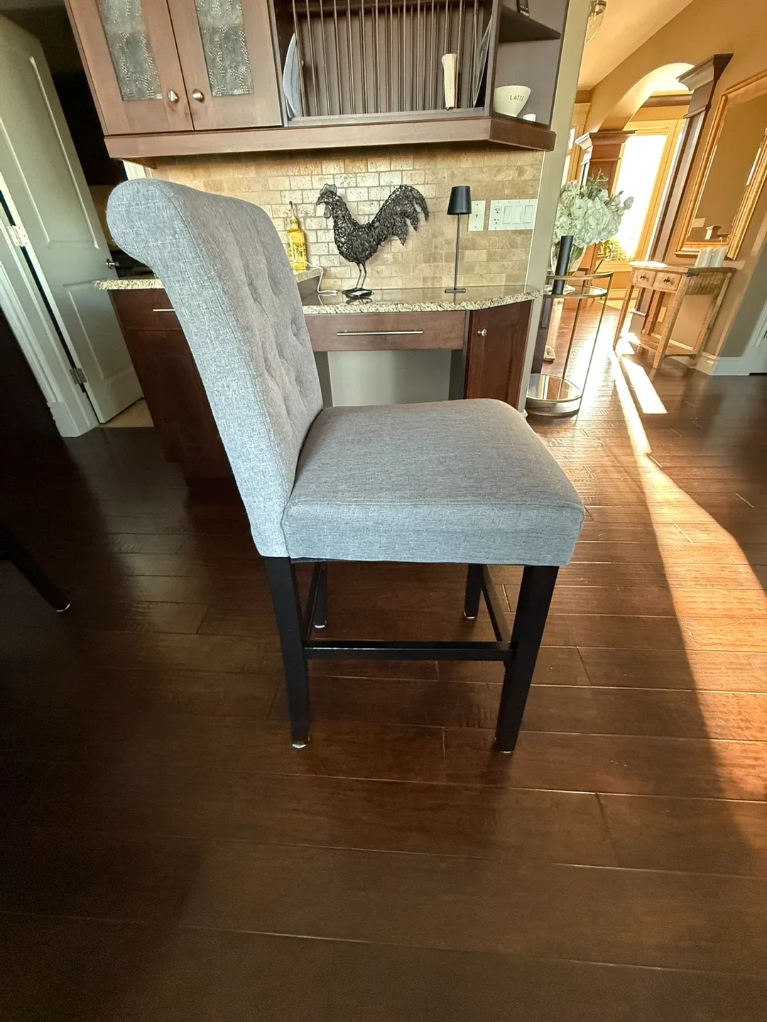 Grey Upholstered Bar Stool image indicator(2)