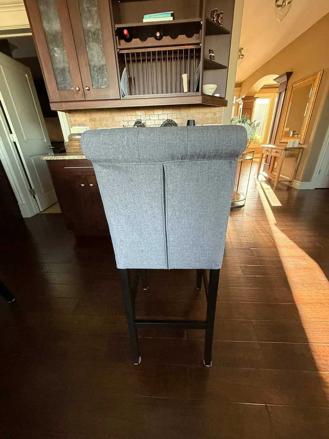 Grey Upholstered Bar Stool image indicator(3)