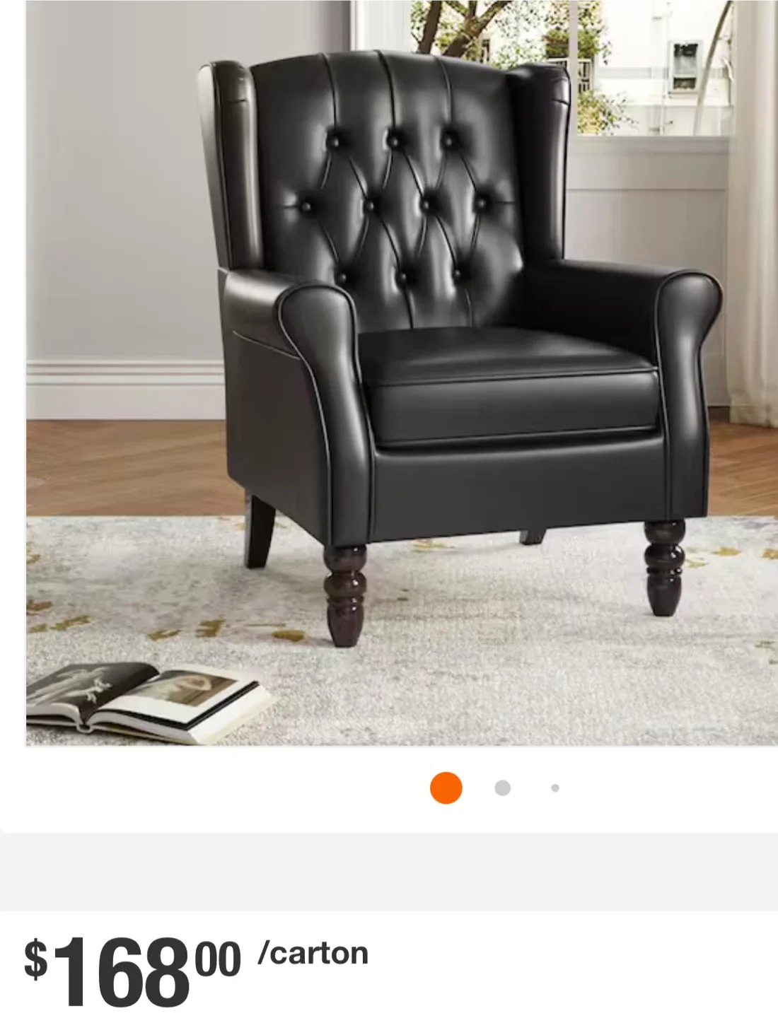 Black Leather Wingback Armchair image indicator(9)